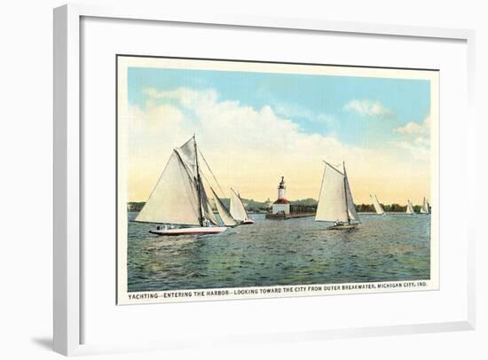 Yachting Near Michigan City-null-Framed Art Print