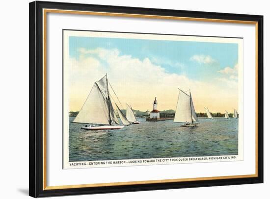 Yachting Near Michigan City-null-Framed Art Print