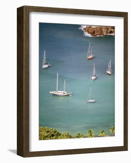 Yachts Anchor in British Harbor, Antigua, Caribbean-Alexander Nesbitt-Framed Photographic Print