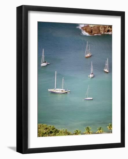 Yachts Anchor in British Harbor, Antigua, Caribbean-Alexander Nesbitt-Framed Photographic Print