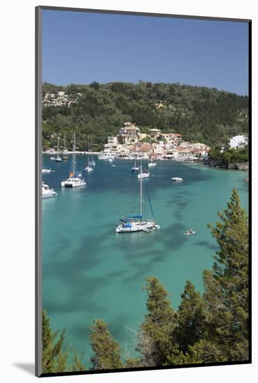 Yachts anchored in bay, Lakka, Paxos, Ionian Islands, Greek Islands, Greece, Europe-Stuart Black-Mounted Photographic Print