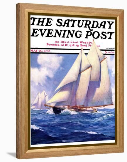 "Yachts at Sea," Saturday Evening Post Cover, May 20, 1933-Anton Otto Fischer-Framed Premier Image Canvas