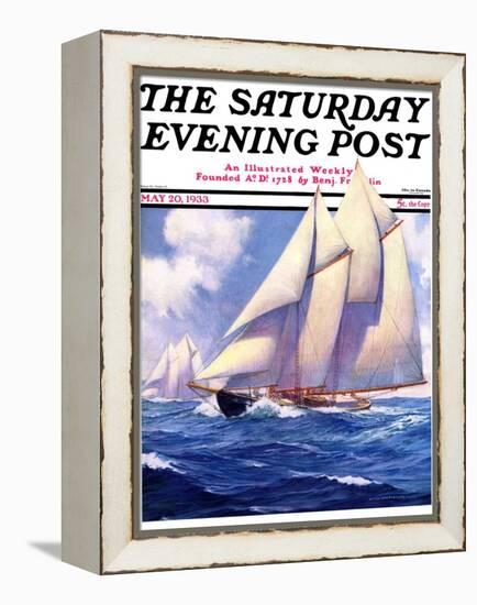 "Yachts at Sea," Saturday Evening Post Cover, May 20, 1933-Anton Otto Fischer-Framed Premier Image Canvas