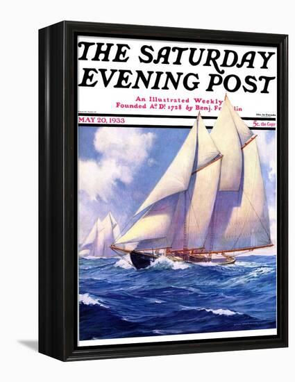 "Yachts at Sea," Saturday Evening Post Cover, May 20, 1933-Anton Otto Fischer-Framed Premier Image Canvas