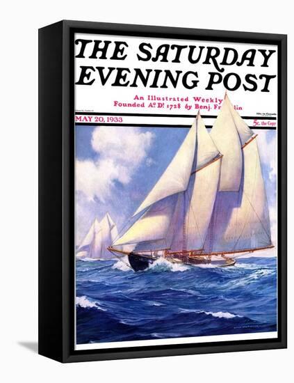 "Yachts at Sea," Saturday Evening Post Cover, May 20, 1933-Anton Otto Fischer-Framed Premier Image Canvas