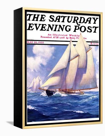 "Yachts at Sea," Saturday Evening Post Cover, May 20, 1933-Anton Otto Fischer-Framed Premier Image Canvas