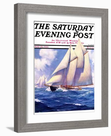 "Yachts at Sea," Saturday Evening Post Cover, May 20, 1933-Anton Otto Fischer-Framed Giclee Print