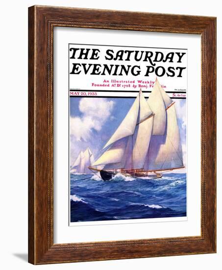 "Yachts at Sea," Saturday Evening Post Cover, May 20, 1933-Anton Otto Fischer-Framed Giclee Print