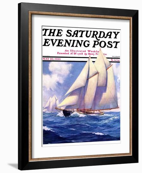 "Yachts at Sea," Saturday Evening Post Cover, May 20, 1933-Anton Otto Fischer-Framed Giclee Print