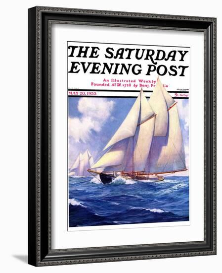 "Yachts at Sea," Saturday Evening Post Cover, May 20, 1933-Anton Otto Fischer-Framed Giclee Print