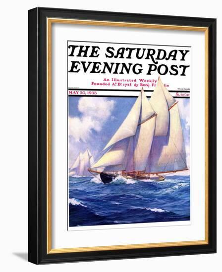 "Yachts at Sea," Saturday Evening Post Cover, May 20, 1933-Anton Otto Fischer-Framed Giclee Print