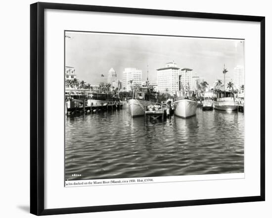 Yachts Docked on the Miami River, C.1930-null-Framed Photographic Print