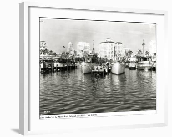 Yachts Docked on the Miami River, C.1930-null-Framed Photographic Print