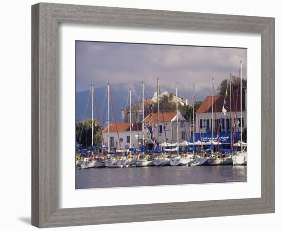 Yachts in the Harbour, Fiscardo, Cephalonia, Ionian Islands, Greece-Jonathan Hodson-Framed Photographic Print