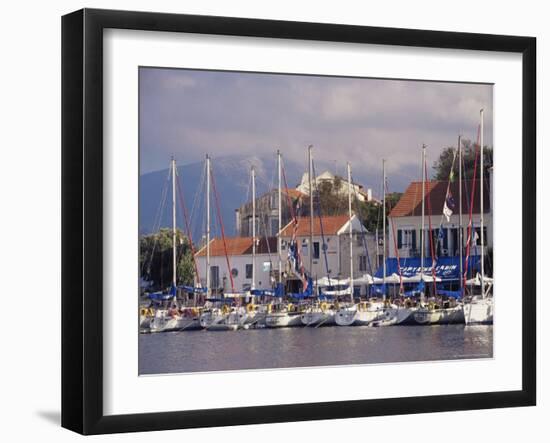 Yachts in the Harbour, Fiscardo, Cephalonia, Ionian Islands, Greece-Jonathan Hodson-Framed Photographic Print