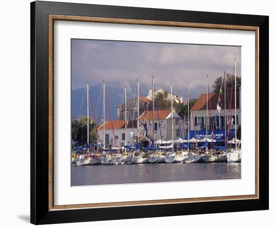 Yachts in the Harbour, Fiscardo, Cephalonia, Ionian Islands, Greece-Jonathan Hodson-Framed Photographic Print