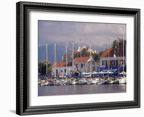 Yachts in the Harbour, Fiscardo, Cephalonia, Ionian Islands, Greece-Jonathan Hodson-Framed Photographic Print