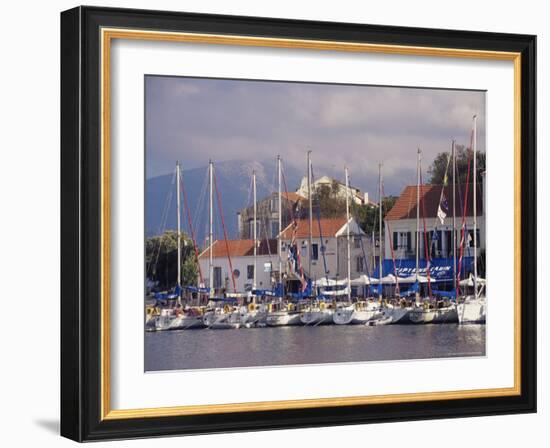 Yachts in the Harbour, Fiscardo, Cephalonia, Ionian Islands, Greece-Jonathan Hodson-Framed Photographic Print