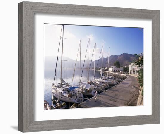 Yachts, Livadhia, Island of Tilos, Dodecanese, Greece-Ken Gillham-Framed Photographic Print