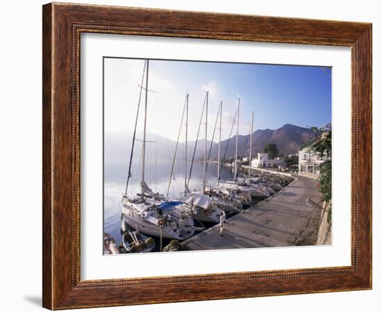 Yachts, Livadhia, Island of Tilos, Dodecanese, Greece-Ken Gillham-Framed Photographic Print