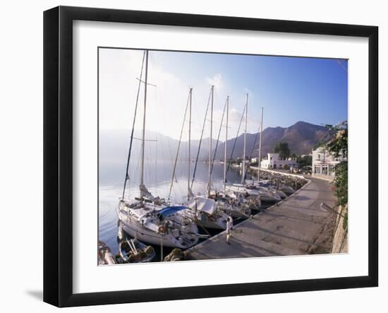 Yachts, Livadhia, Island of Tilos, Dodecanese, Greece-Ken Gillham-Framed Photographic Print