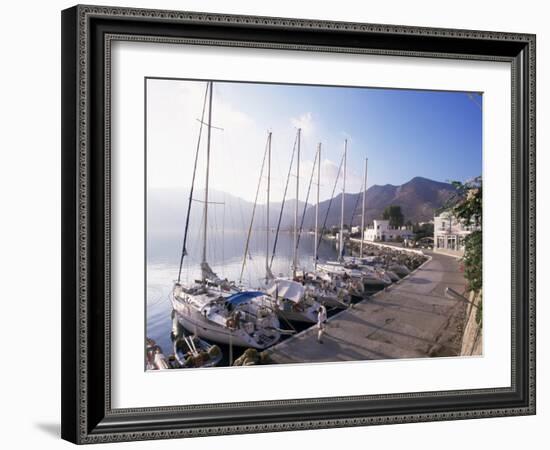 Yachts, Livadhia, Island of Tilos, Dodecanese, Greece-Ken Gillham-Framed Photographic Print