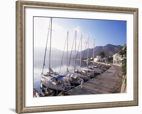 Yachts, Livadhia, Island of Tilos, Dodecanese, Greece-Ken Gillham-Framed Photographic Print