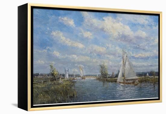 Yachts on the River Ant - Norfolk Broads, 2008-John Sutton-Framed Premier Image Canvas