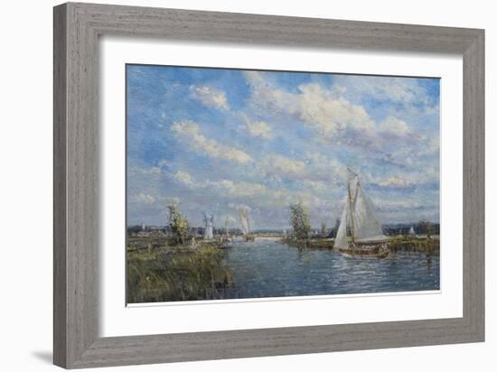 Yachts on the River Ant - Norfolk Broads, 2008-John Sutton-Framed Giclee Print