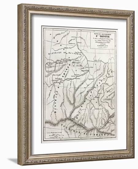 Yacutsk District Old Map, Russia-marzolino-Framed Art Print