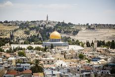 View over the Western Wall (Wailing Wall) and the Dome of the Rock Mosque, Jerusalem, Israel-Yadid Levy-Photographic Print