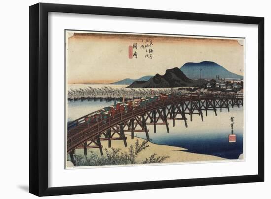 Yahagi Bridge, Okazaki, C. 1833-Utagawa Hiroshige-Framed Giclee Print