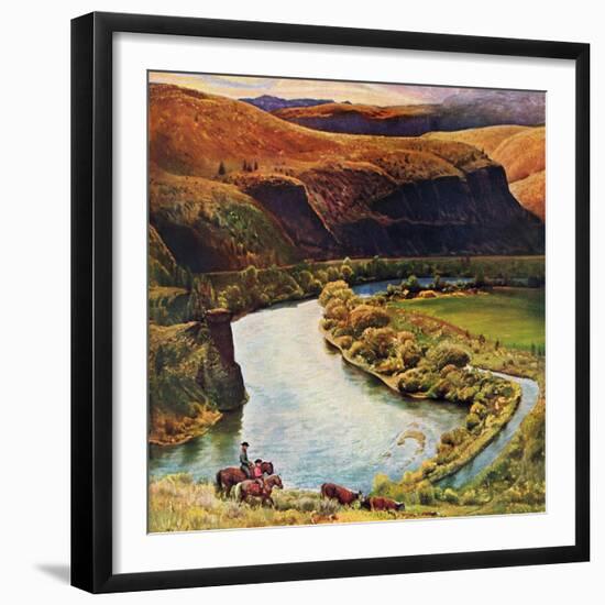 "Yakima River Cattle Roundup", May 10, 1958-John Clymer-Framed Giclee Print