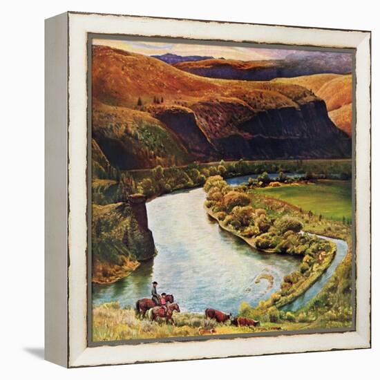 "Yakima River Cattle Roundup", May 10, 1958-John Clymer-Framed Premier Image Canvas