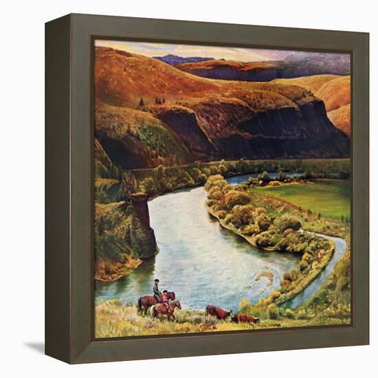 "Yakima River Cattle Roundup", May 10, 1958-John Clymer-Framed Premier Image Canvas