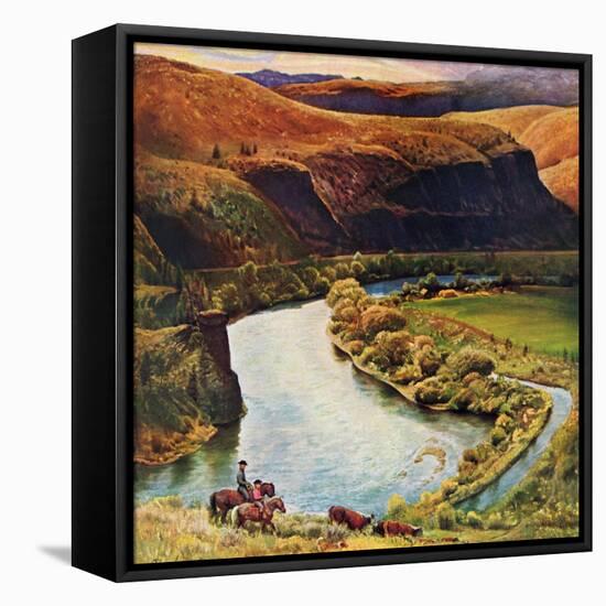 "Yakima River Cattle Roundup", May 10, 1958-John Clymer-Framed Premier Image Canvas