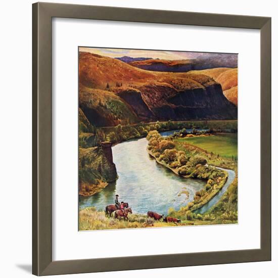 "Yakima River Cattle Roundup", May 10, 1958-John Clymer-Framed Giclee Print