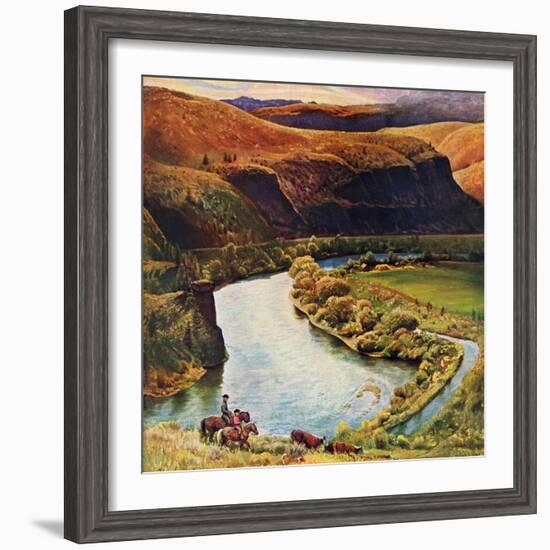 "Yakima River Cattle Roundup", May 10, 1958-John Clymer-Framed Giclee Print