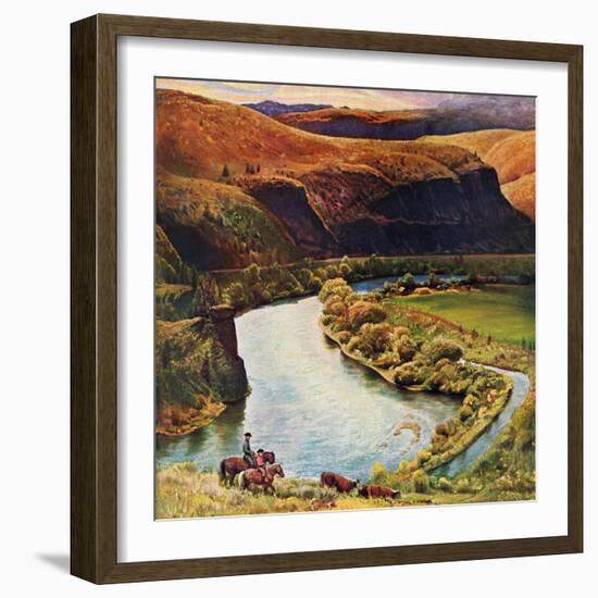 "Yakima River Cattle Roundup", May 10, 1958-John Clymer-Framed Giclee Print