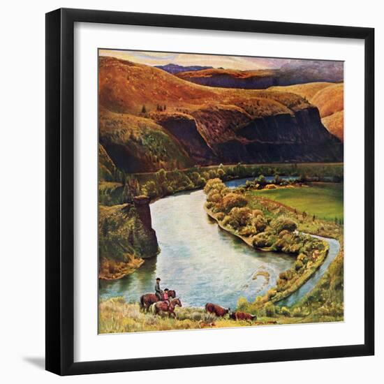 "Yakima River Cattle Roundup", May 10, 1958-John Clymer-Framed Giclee Print