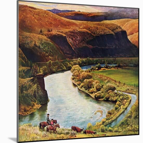 "Yakima River Cattle Roundup", May 10, 1958-John Clymer-Mounted Giclee Print