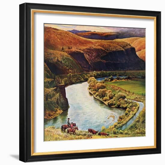 "Yakima River Cattle Roundup", May 10, 1958-John Clymer-Framed Giclee Print