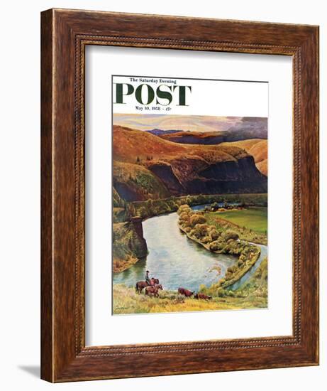 "Yakima River Cattle Roundup" Saturday Evening Post Cover, May 10, 1958-John Clymer-Framed Giclee Print