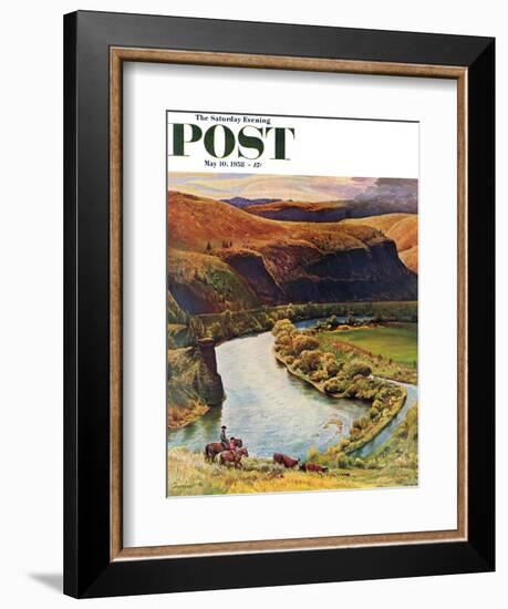 "Yakima River Cattle Roundup" Saturday Evening Post Cover, May 10, 1958-John Clymer-Framed Giclee Print