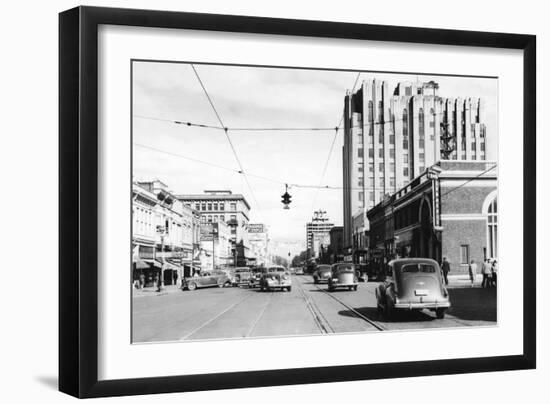 Yakima, WA Main Street View Photograph - Yakima, WA-Lantern Press-Framed Art Print