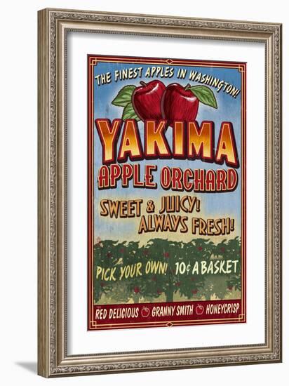 Yakima, Washington - Apple Orchard-Lantern Press-Framed Art Print