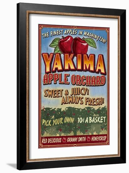 Yakima, Washington - Apple Orchard-Lantern Press-Framed Art Print