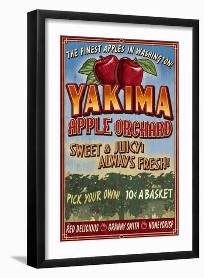Yakima, Washington - Apple Orchard-Lantern Press-Framed Art Print