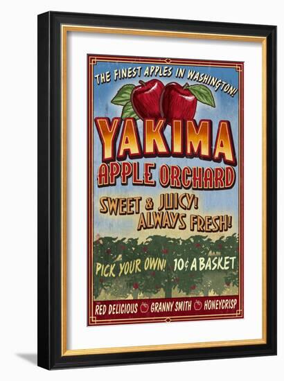Yakima, Washington - Apple Orchard-Lantern Press-Framed Art Print