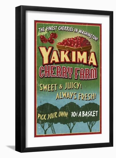 Yakima, Washington - Cherries-Lantern Press-Framed Art Print